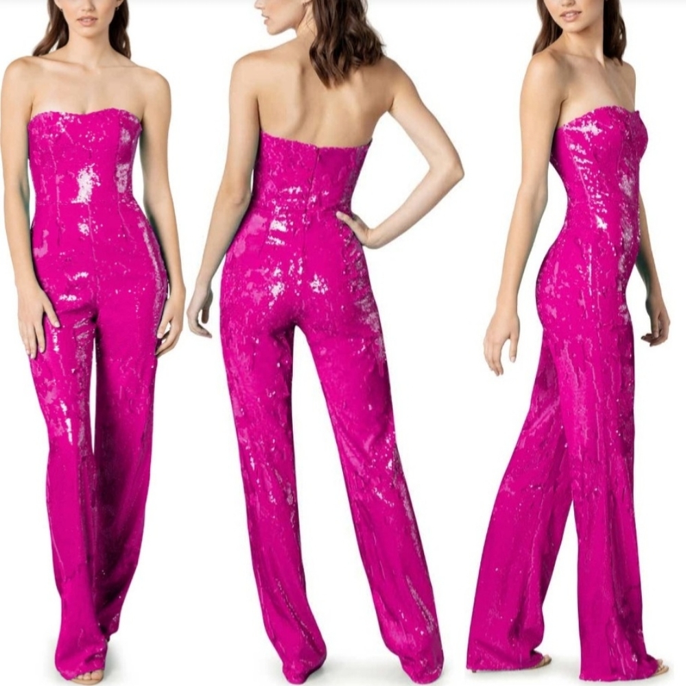 Dress the Population Pink Sequin Jumpsuit